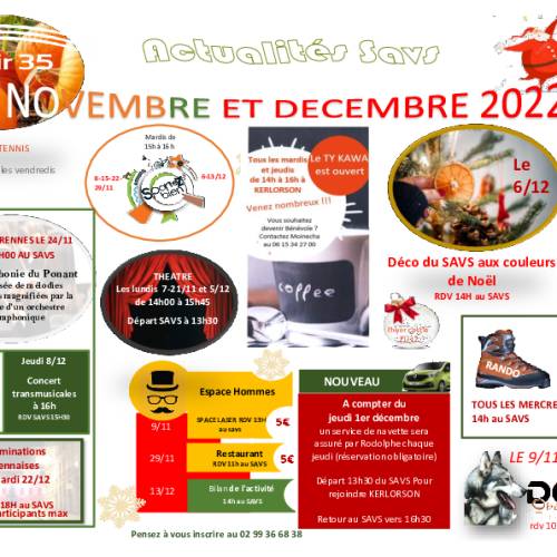 Programme Novembre - Décembre 2022 - SAVS 